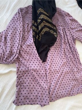 Croft and Barrow 3X Lavender Polka Dot Women's Blouse tunic